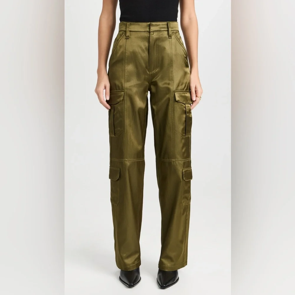 Rag & Bone Cailyn Japanese Satin Cargo Pants‎ Size 30 Army Green - Picture 2 of 16
